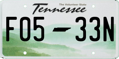 TN license plate F0533N