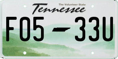 TN license plate F0533U