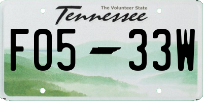 TN license plate F0533W