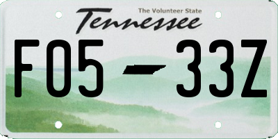 TN license plate F0533Z