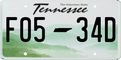 TN license plate F0534D