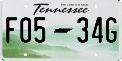 TN license plate F0534G