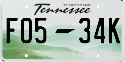 TN license plate F0534K