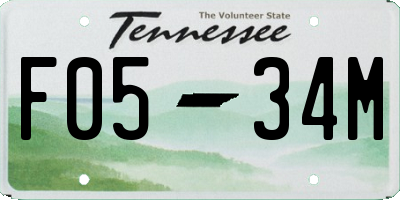 TN license plate F0534M