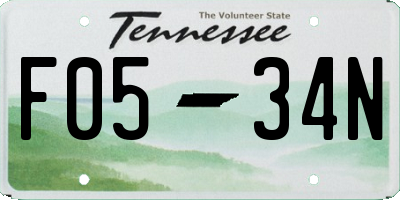 TN license plate F0534N