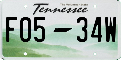 TN license plate F0534W