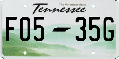 TN license plate F0535G