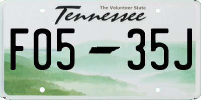 TN license plate F0535J