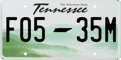 TN license plate F0535M