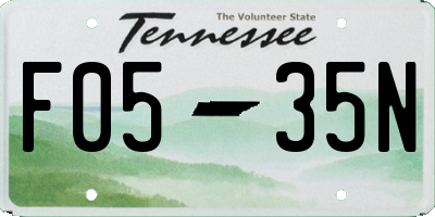 TN license plate F0535N