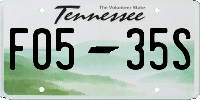 TN license plate F0535S