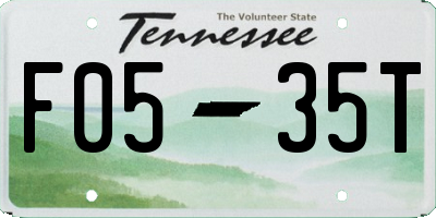 TN license plate F0535T