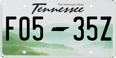TN license plate F0535Z