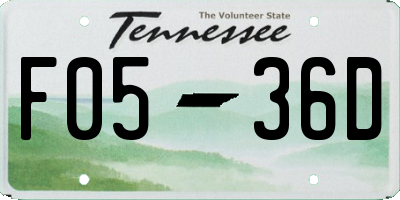 TN license plate F0536D
