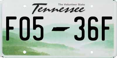 TN license plate F0536F
