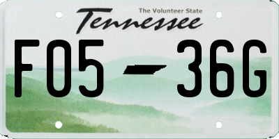 TN license plate F0536G