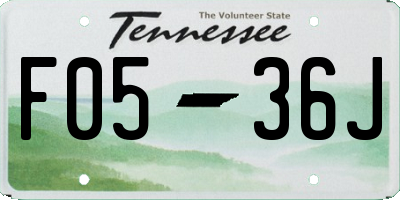 TN license plate F0536J