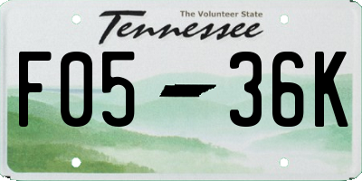 TN license plate F0536K