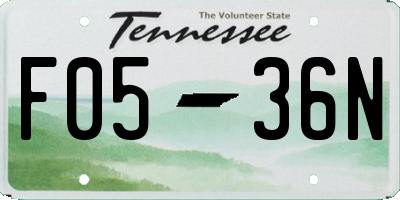 TN license plate F0536N