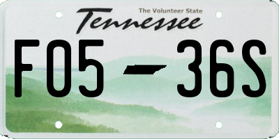 TN license plate F0536S