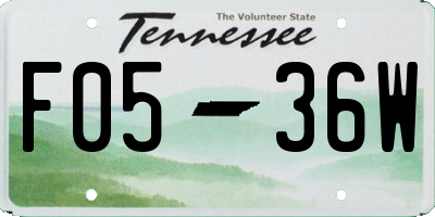 TN license plate F0536W