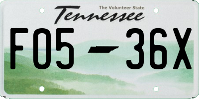 TN license plate F0536X