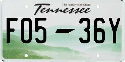 TN license plate F0536Y