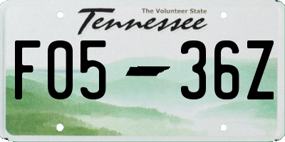 TN license plate F0536Z