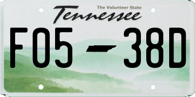 TN license plate F0538D