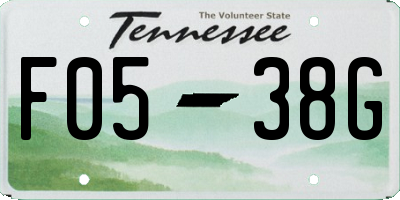 TN license plate F0538G