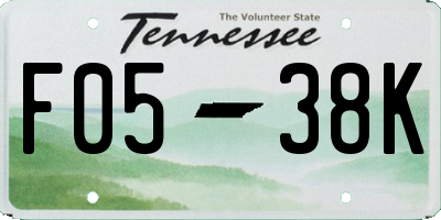TN license plate F0538K