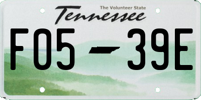 TN license plate F0539E