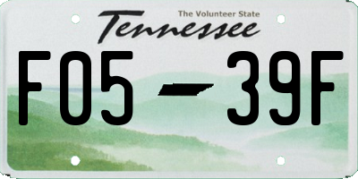 TN license plate F0539F