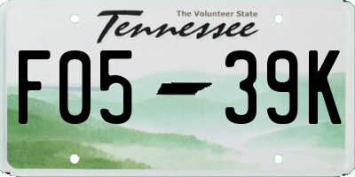 TN license plate F0539K