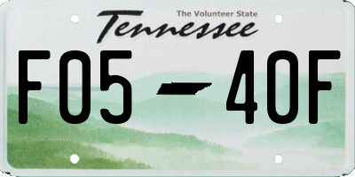 TN license plate F0540F