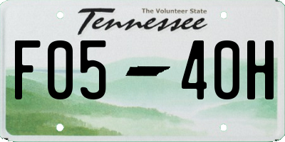 TN license plate F0540H