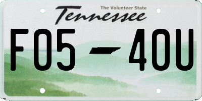 TN license plate F0540U