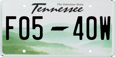 TN license plate F0540W