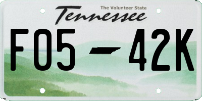 TN license plate F0542K
