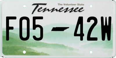 TN license plate F0542W