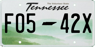 TN license plate F0542X