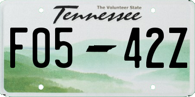 TN license plate F0542Z