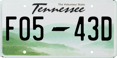 TN license plate F0543D