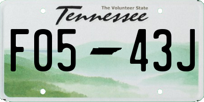 TN license plate F0543J