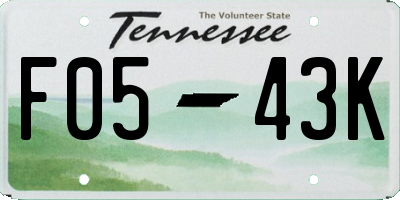 TN license plate F0543K