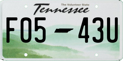 TN license plate F0543U