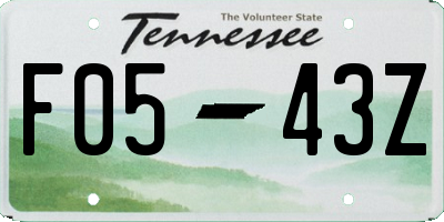 TN license plate F0543Z