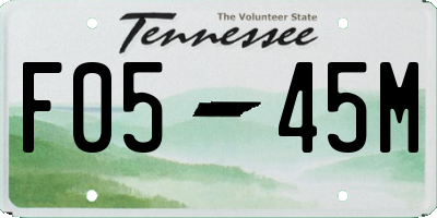 TN license plate F0545M
