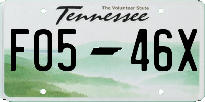 TN license plate F0546X