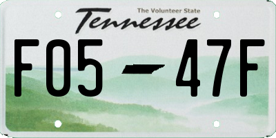 TN license plate F0547F